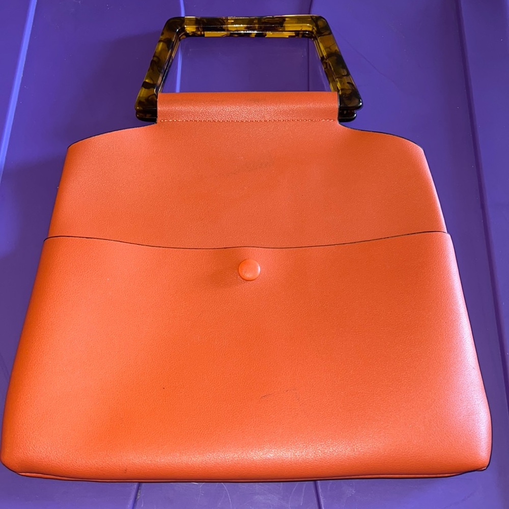 Topshop Orange Tortoise Shell Handle Small Tote P… - image 1